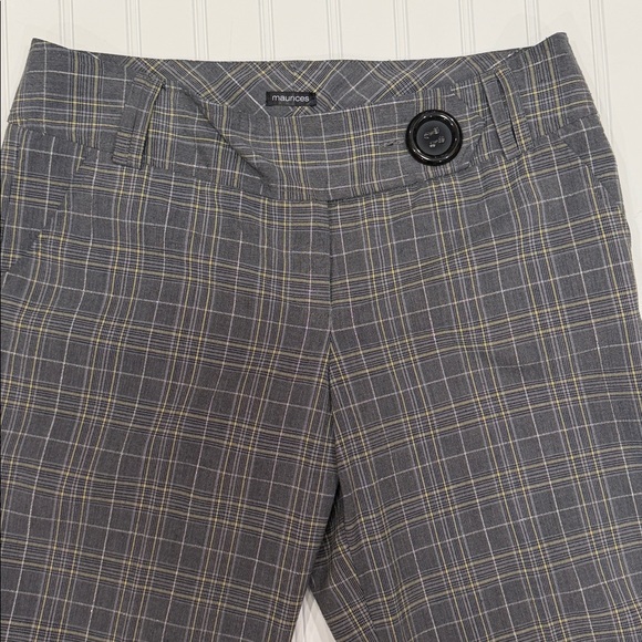 Maurices Plaid Wide Leg Pants Bell Bottom Button Zip Closure Stretch Size 9/10 - Picture 2 of 6